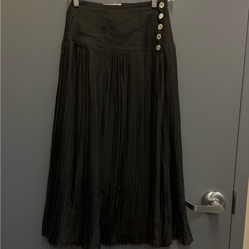 Vintage Jil Sander+ 100% Silk Pleated Midi Skirt 36 (2-4) Made in West Germany